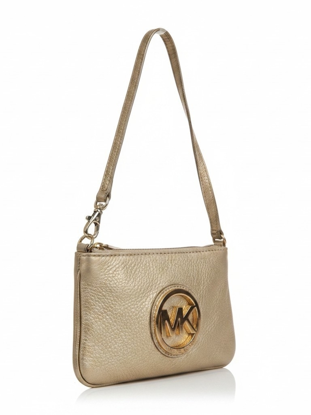 Michael Kors Metallic Gold Leather Shoulder Clutch